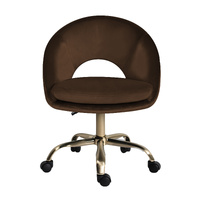 Office Desk Chair - Velvet Home Office Swivel Computer Seat COVE BROWN