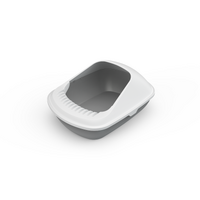 YES4PETS 2 X Medium Cat Litter Box Tray With Shovel Kitty Toilet Semi-Enclosed Pet Box Grey