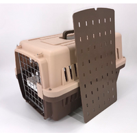 YES4PETS Medium Dog Cat Crate Pet Rabbit Carrier Airline Cage With Bowl & Tray-Brown