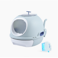 YES4PETS Cat Toilet Litter Box Tray House W Sky window Drawer Photocatalyst Purifier Blue