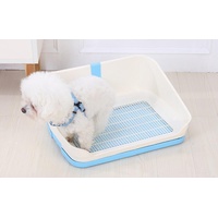 YES4PETS Medium Portable Dog Rabbit Potty Training Tray Pet Puppy Toilet Trays Loo Pad Mat With Wall Blue