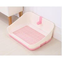 YES4PETS Medium Portable Dog Rabbit Potty Training Tray Pet Puppy Toilet Trays Loo Pad Mat With Wall Pink