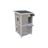 YES4PETS 2 Story Cat Shelter Condo with Escape Door Rainproof Kitty House