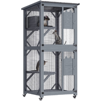 YES4PETS 173cm Pet Cat Bird Shelter Condo with Escape Door Wooden Kitten Cage House