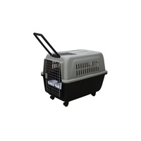 YES4PETS Large Plastic Kennels Pet Carrier Dog Cat Cage Crate With Handle and Wheel Black