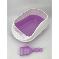 YES4PETS Large Portable Cat Toilet Litter Box Tray House with Scoop Purple