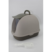 YES4PETS Portable Hooded Cat Toilet Litter Box Tray House with Scoop and Grid Tray Brown