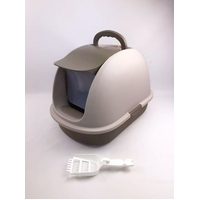 YES4PETS XL Portable Hooded Cat Toilet Litter Box Tray House w Charcoal Filter and Scoop Brown