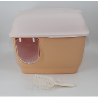 YES4PETS XL Portable Hooded Cat Toilet Litter Box Tray House with Handle and Scoop Brown