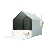 YES4PETS L Portable Hooded Cat Toilet Litter Box Tray House with Drawer and Scoop-Blue