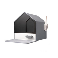 YES4PETS L Portable Hooded Cat Toilet Litter Box Tray House with Drawer and Scoop-Grey