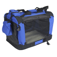 YES4PETS XXL Foldable Soft Dog Cat Puppy Crate Carrier With Curtain-Blue