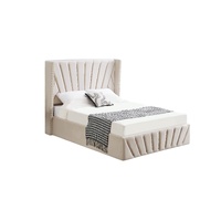 Allure Beige Velvet Gas Lift Bed - King