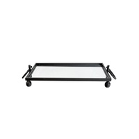 Eliza Mirror Tray with Handles - Medium - Black