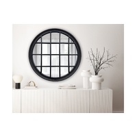 Window Style Mirror - Black Circle 100cm