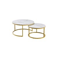 Nesting Style Coffee Table - White on Champagne Gold - 80cm/60cm