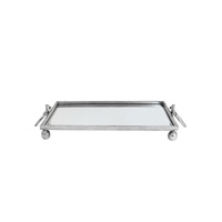 Eliza Small Rectangle Iron Mirror Tray with Handles - Silver