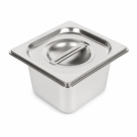 Commercial Stainless Steel GN 1/6 100mm Deep Gastronorm Bain Marie Buffet Steam Table Food Pan with Lid