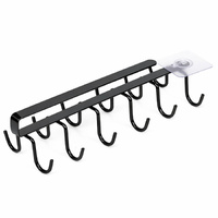 Under Cabinet Mug Holder 12 Hooks No Drill Cup Rack Organizer for Kitchen Storage Black