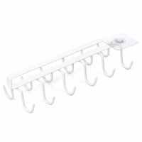 Under Cabinet Mug Holder 12 Hooks No Drill Cup Rack Organizer for Kitchen Storage White