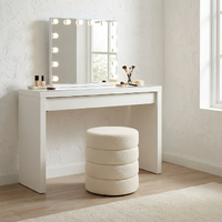 Interior Ave - Cleo White Boucle Ottoman