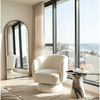 Interior Ave - Celine Swivel Armchair – Chenille Pearl White