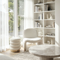 Interior Ave - Haven Curved Boucle Armchair – Sculptural White