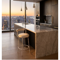 Interior Ave - Calipo White Leather Kitchen Bar Stool - Set of 2