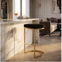 Interior Ave - Royale Black Boucle Kitchen Bar Stool
