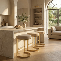 Interior Ave - Royale Light Taupe Velvet Kitchen Bar Stool