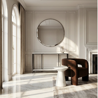 Interior Ave - Bronte Dual Layer Marble Stone Console - White Marble Stone