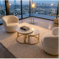 Interior Ave - Premier Nested Coffee Table Set - White Marble Stone