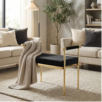 Interior Ave - Cuba Velvet Vanity Stool - Black