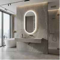 Interior Ave - 50 x 80cm Oval Frameless LED Bathroom Mirror