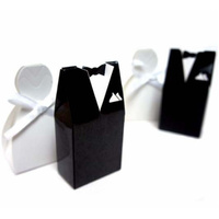 100 Pack of 50 Bride Gown and 50 Groom Tux Wedding Bridal Bomboniere Favor Candy Choc Almond Box - NW
