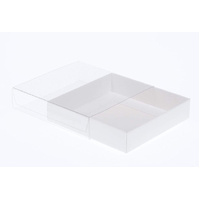 50 Pack of 10cm Square Invitation Coaster Favor Function product Presentation Cookie Biscuit Patisserie Gift Box - 4cm deep - White Card with Clear Sl