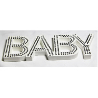 White Baby Nursery 30cm Sign Plaque Plate with Diamantes Newborn Gift Homeware Bedroom Decoration Wall Art