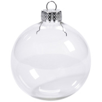 50 Wholesale Pack Glass Bauble 8cm Diameter Round Clear with Silver Cap - table or tree centrepice personal memory theme craft gift