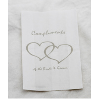150 Pack Wedding Cake Bags Greaseproof Wax Paper Slice Take Home Favour Silver Heart n Message