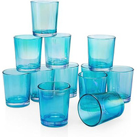 20 Pack Turquoise Glass Votive Tealight Candle Holders House Party Centerpiece Xmas Wedding Decor Glass Candlestick Party Decorations Bridal Baby Show
