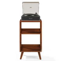 Crosley Stave 2-Speed Bluetooth Record Player Turntable with Built-in Speakers + Crosley Asheville Stand Bundle - Black