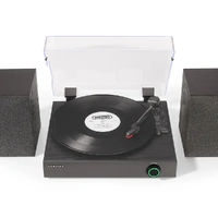 Crosley Zane 3-Speed Bluetooth Vinyl Record Player Turntable, with Matching Stereo Speakers - Black