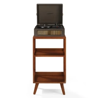 Crosley Voyager Bluetooth Portable Turntable + Crosley Asheville Stand Bundle - Cocoa