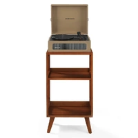 Crosley Voyager Bluetooth Portable Turntable + Crosley Asheville Stand Bundle- Tan