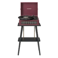 Crosley Voyager Bluetooth Portable Turntable + Entertainment Stand Bundle  - Burgundy