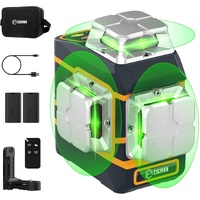 CIGMAN Laser Level CM-801 Laser Level Self Leveling 3x360°3D Green Cross Line for Decoration and Picture Hanging with Two Rechargeable Batteries, Remo