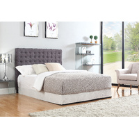 Bed Head Queen Charcoal Headboard Upholstery Fabric Tufted Buttons