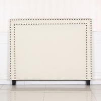 Bed Head Queen White Headboard Upholstery Fabric Studded Buttons
