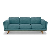 3 Seater Sofa Teal Fabric Lounge Set for Living Room Couch with Wooden Frame