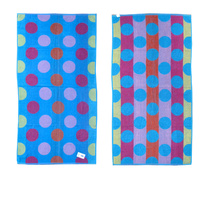 Jacquard Velour Reversible Beach Towel Blue Circles